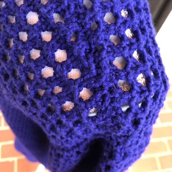 Hand knitted royal blue merino wool sweater tunic - Picture 7 of 8